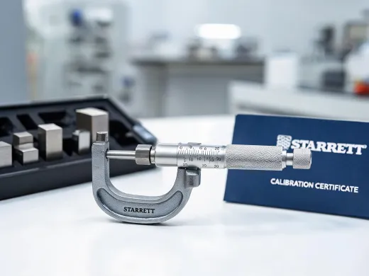 Outside micrometer set in a controlled inspection room